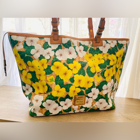 Dooney & Bourke Bags Dooney And Bourke Yellow Flora Leather Tote
